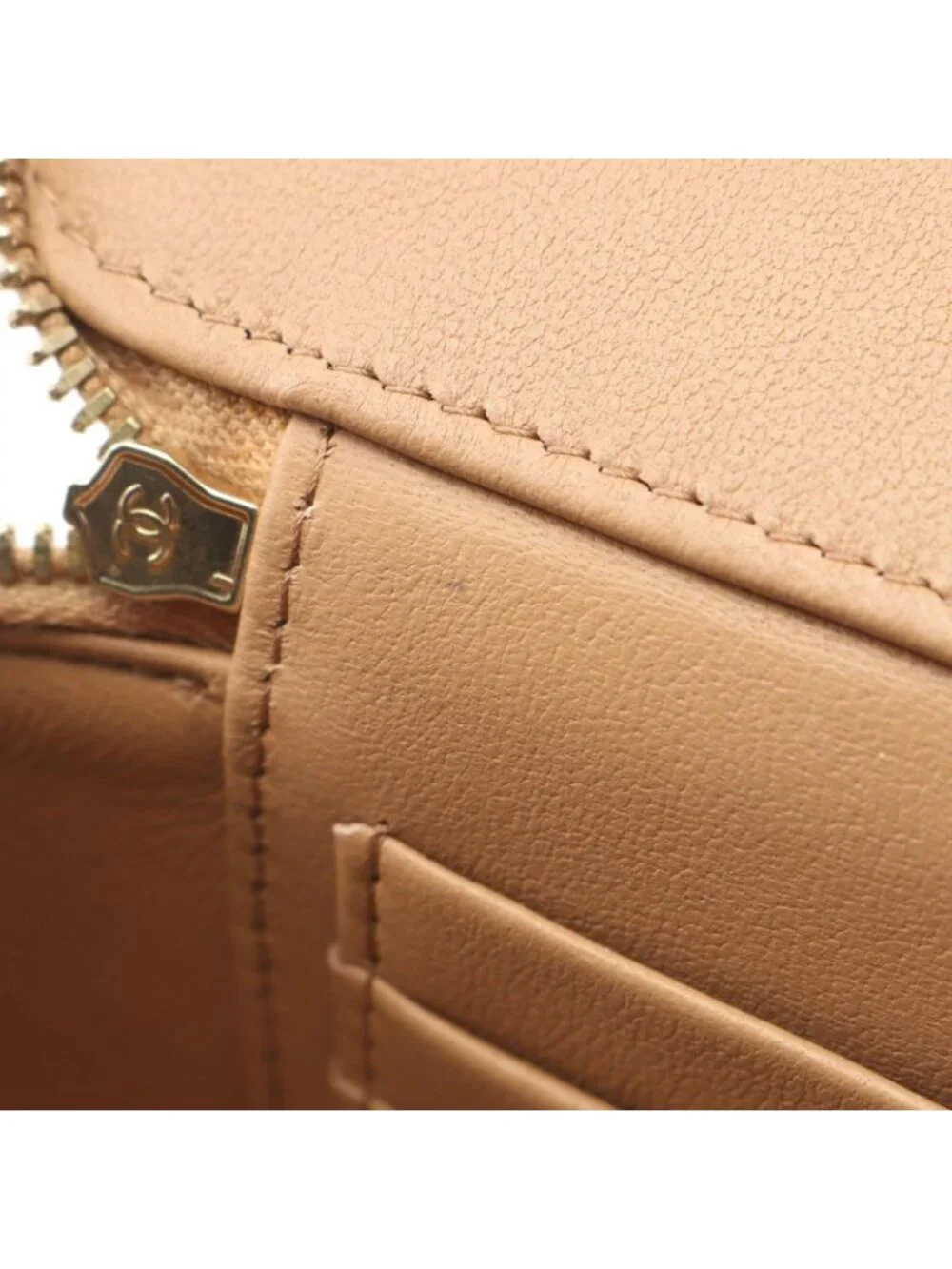 Chanel Shoulder Bag Quilted Vanity Beige Lambskin